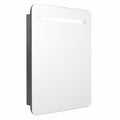 Armario de Baño con Espejo LED y Estantes 60x11x80 cm Negro