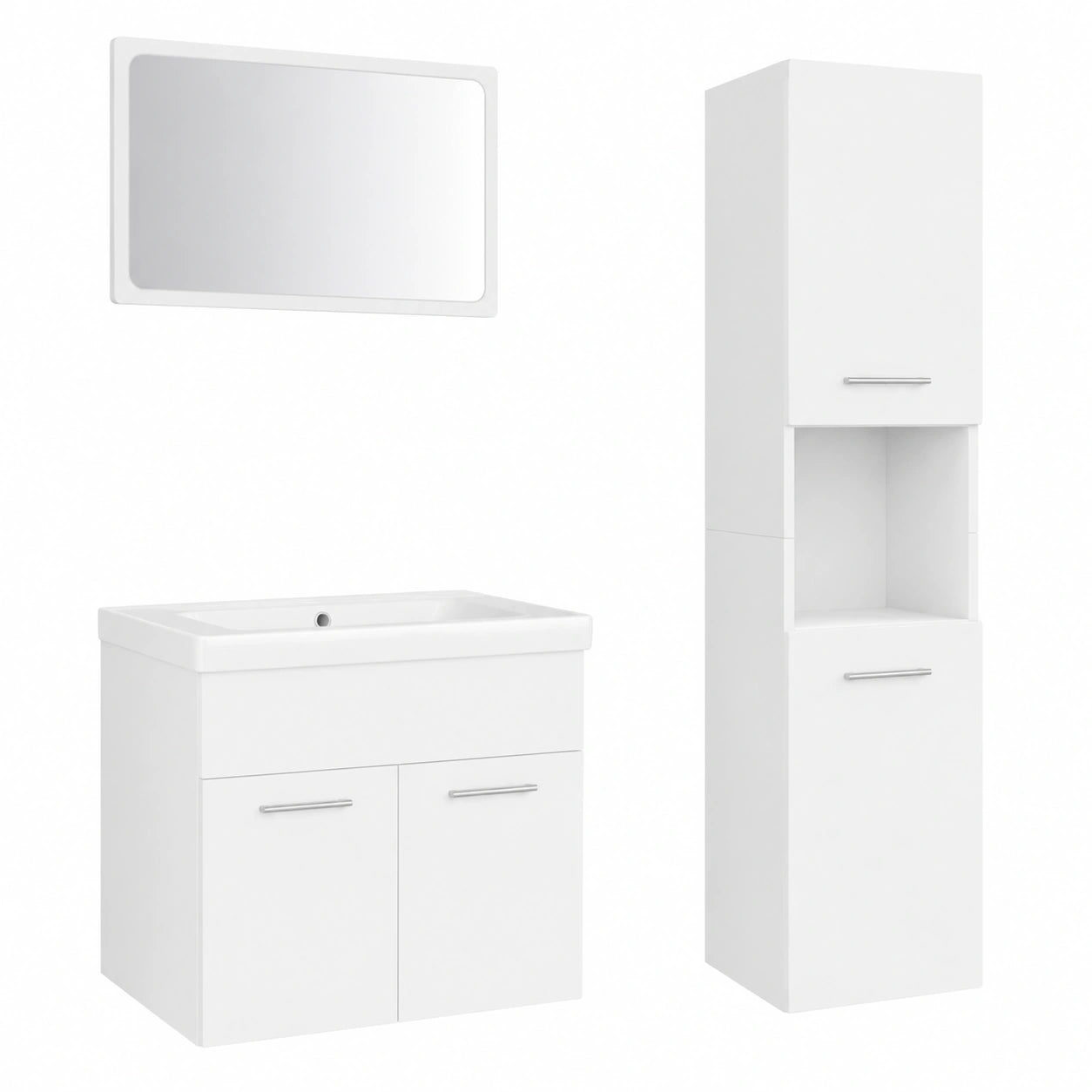 Conjunto de Muebles de Baño Blanca con Lavabo y Espejo