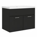 Mueble de Baño Negro Brillante con Lavabo y Almacenaje