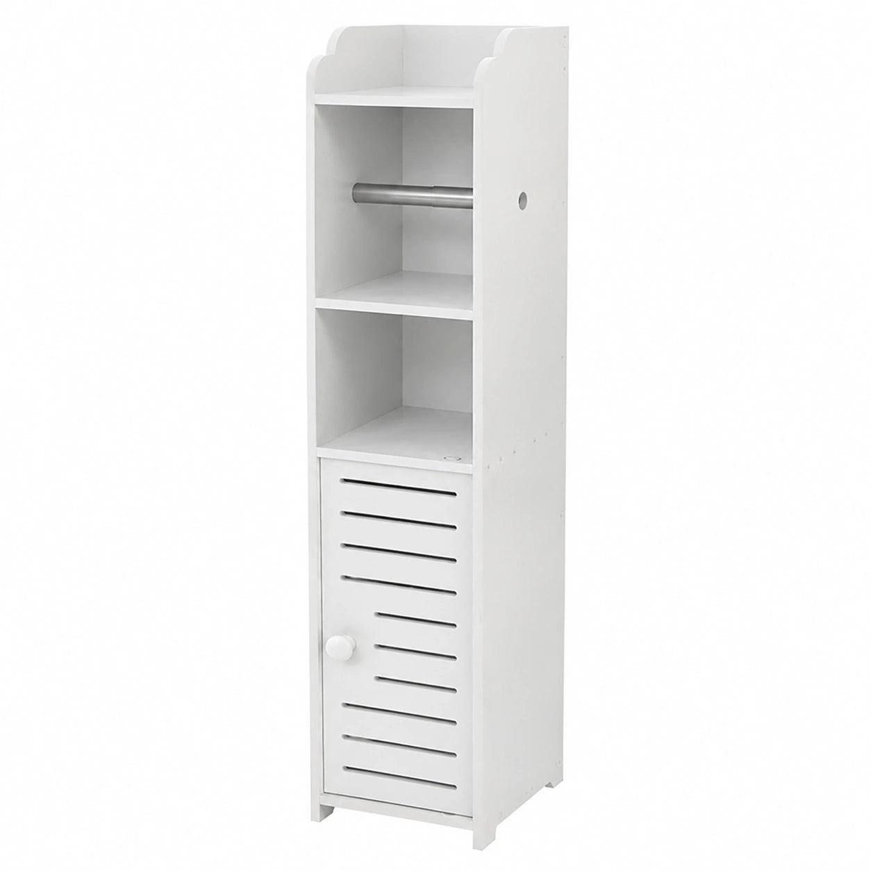 Armario de Baño HUOLE Blanco de 15x17x76 cm con Cajones y Compartimentos para Ahorro de Espacio