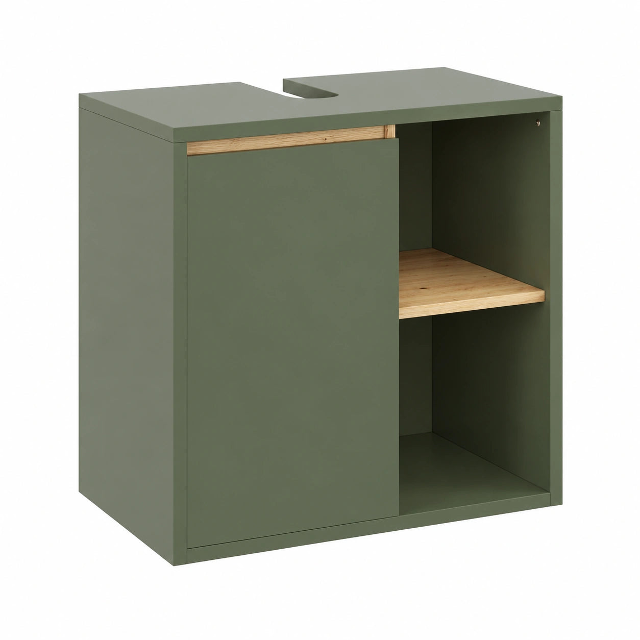 Mueble Bajo Lavabo Verde Viola con Estantes Abiertos, 60x60 cm, Compatible con Lavabos Estándar