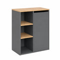Mueble de baño Viktor en Antracita y Roble Dorado con Cesta de Ropa y Estantes Abiertos, 68 x 88.2 cm