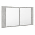 Espejo de Baño con LED y Armario de Almacenamiento 90x12x45 cm Gris Cemento