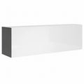 Mueble TV Flotante Aitana M1 para Salón Moderno, Puerta de PVC Brillante, Estructura de Melamina Mate, Blanco, 120x30x40 cm