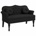 Banco Acolchado de Terciopelo Negro con Cojines 120,5x65x75 cm
