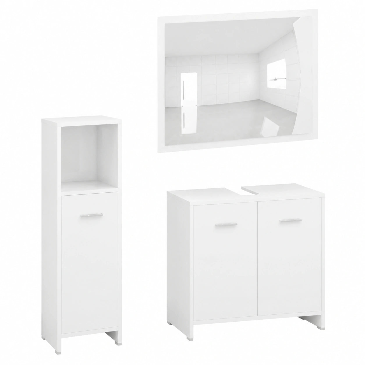 Juego de Muebles de Baño 3 Piezas Blanco de Contrachapado