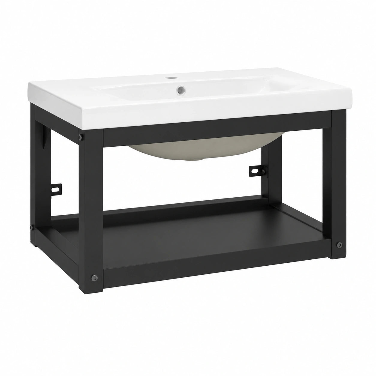 Mueble de Baño Negro con Lavabo Integrado de Hierro