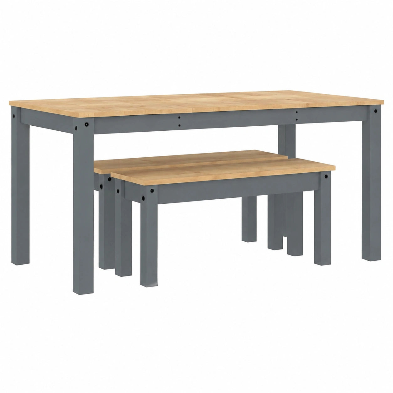 Conjunto de Comedor Panama 3 Piezas Madera de Pino Maciza Gris