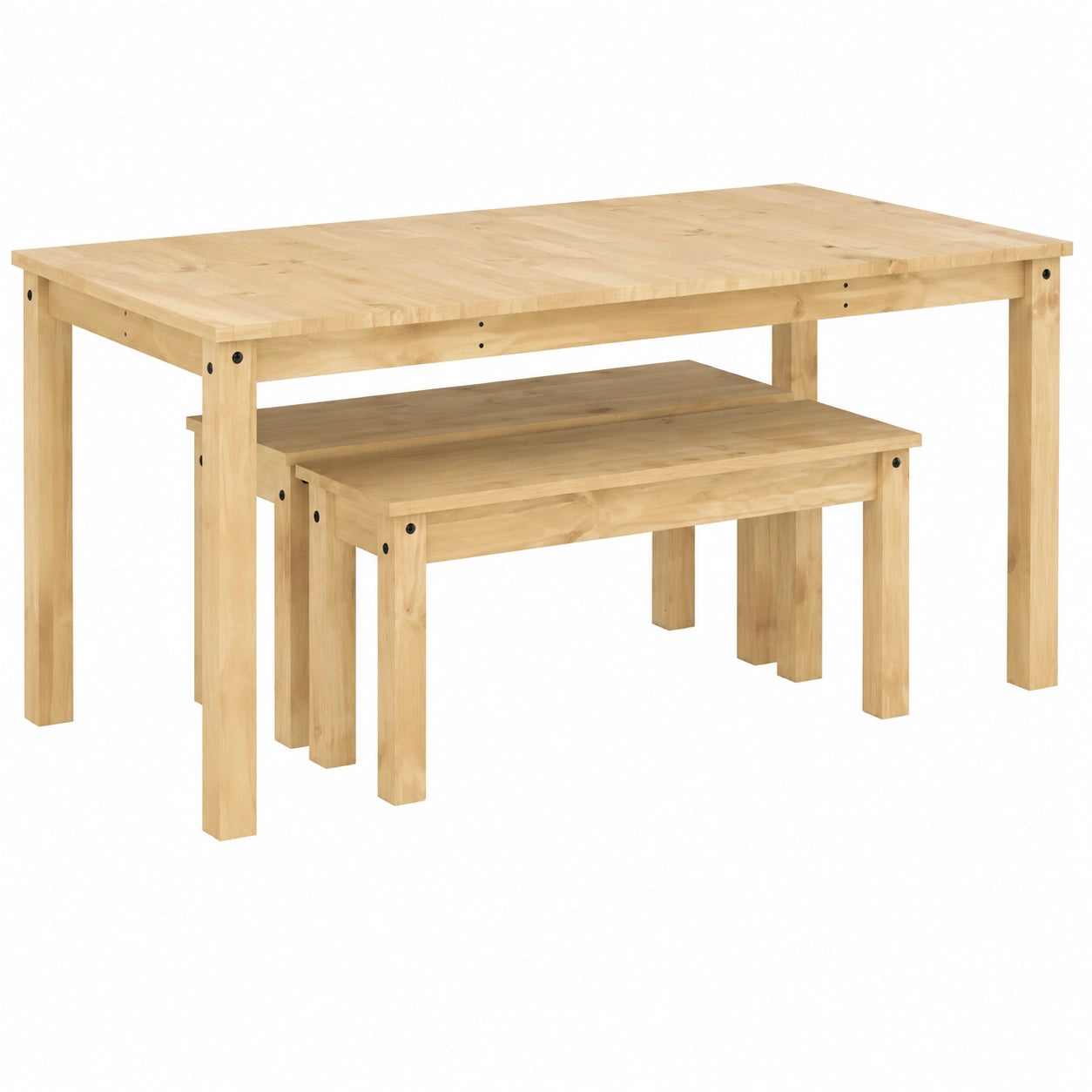 Set de Comedor 3 Piezas Madera Maciza de Pino Blanco