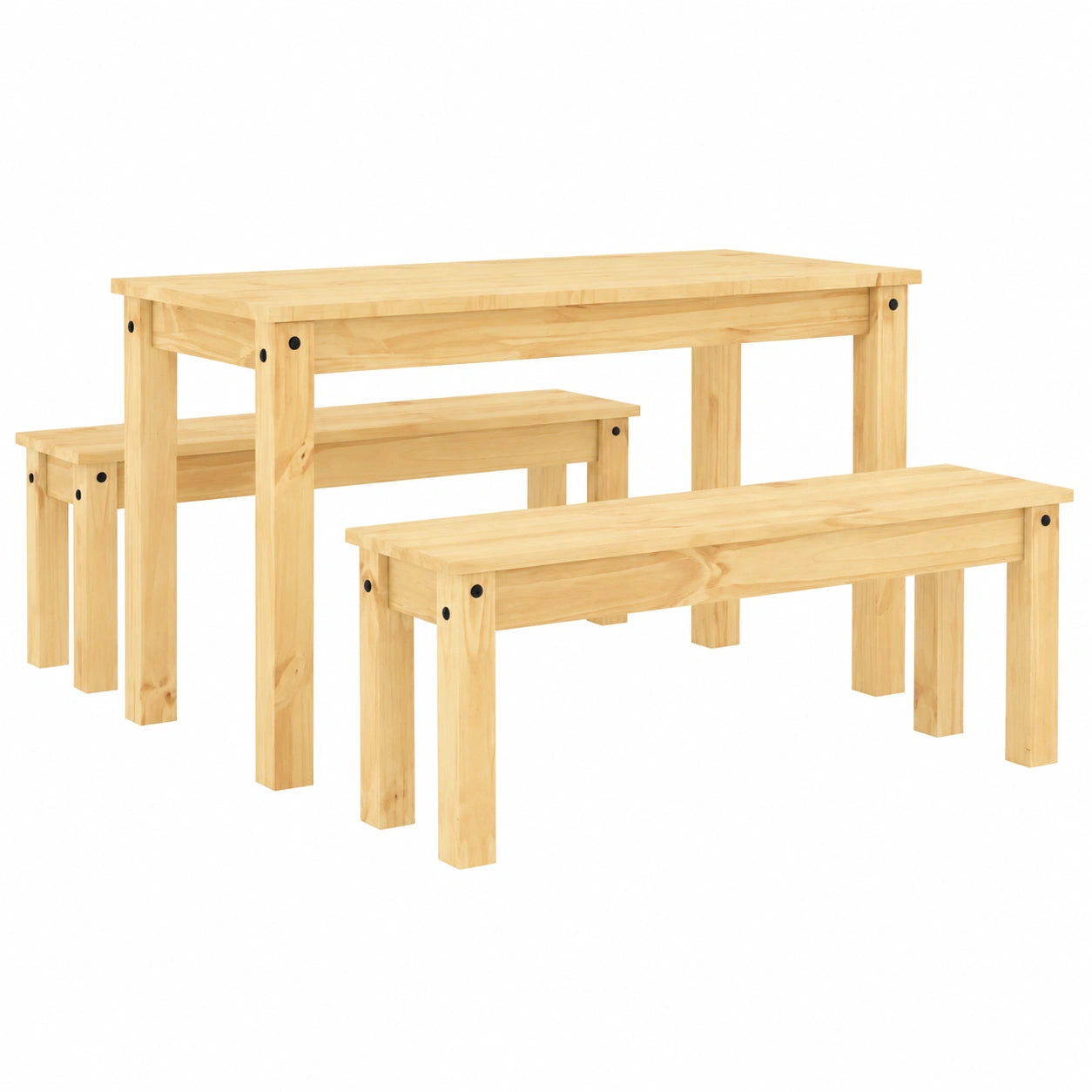 Conjunto de Comedor 3 Piezas de Madera de Pino Blanco
