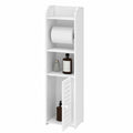 Armario de Baño Multiuso, Mueble Compacto con Cajón, Almacenamiento para Espacios Pequeños, 15x17x76 cm, Color Blanco