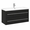Conjunto de Mueble de Baño con Lavabo y Cajón Flotante en Negro, Almacenamiento Moderno