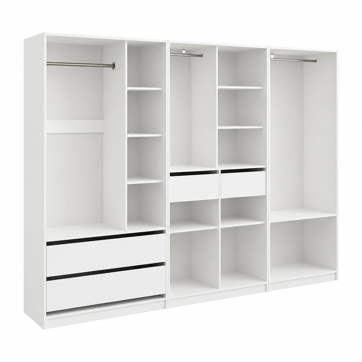 Armario Modular Vicco Elmo, Blanco 280x200 cm, Conjunto de 3 Unidades para Ropa