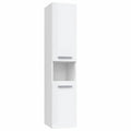 Armario de Baño y Lavandería con Cesto, Columna Alta Blanca Brillante, 31 cm de Ancho