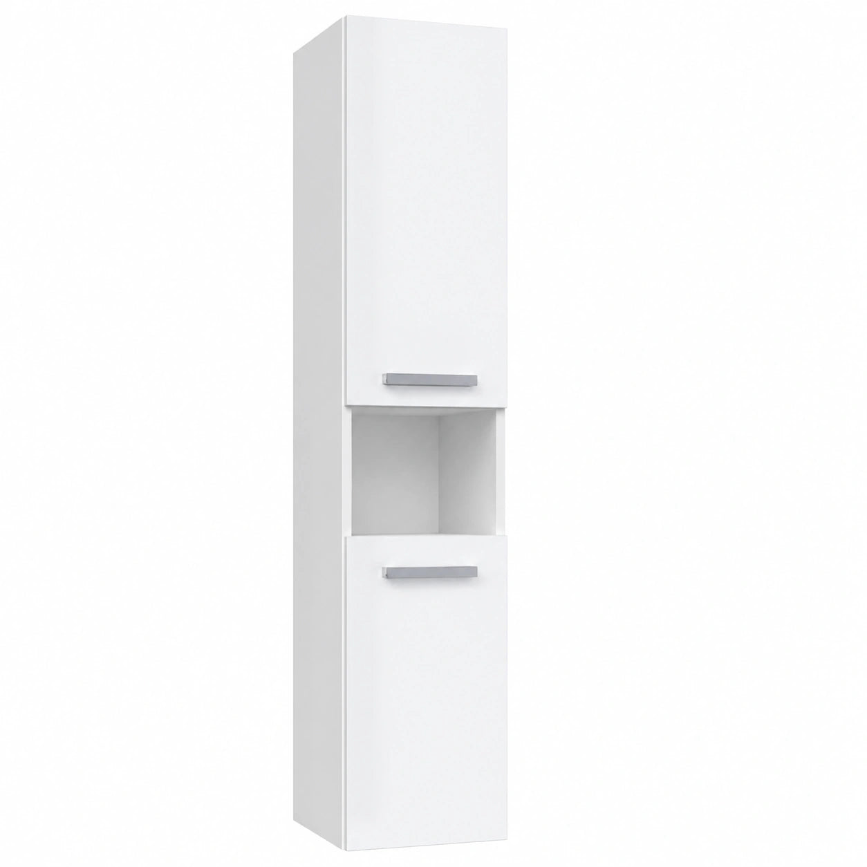 Armario de Baño y Lavandería con Cesto, Columna Alta Blanca Brillante, 31 cm de Ancho