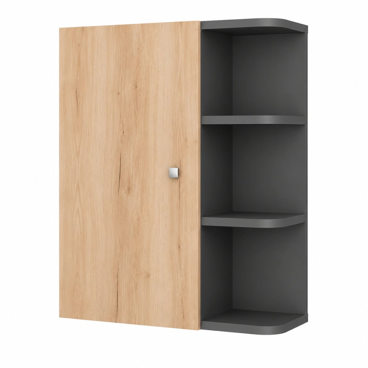 Armario de Pared Fynn Antracita y Roble Dorado, 47x59 cm, con Estantes Abiertos