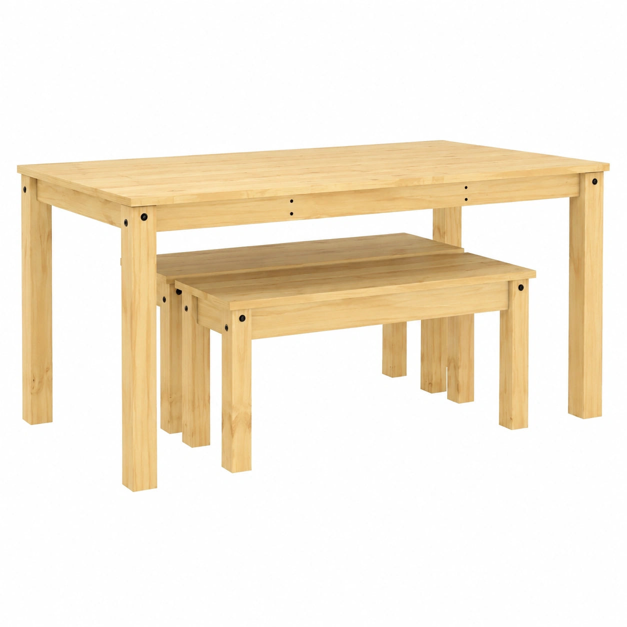 Conjunto de Comedor 3 Piezas Madera de Pino Blanco