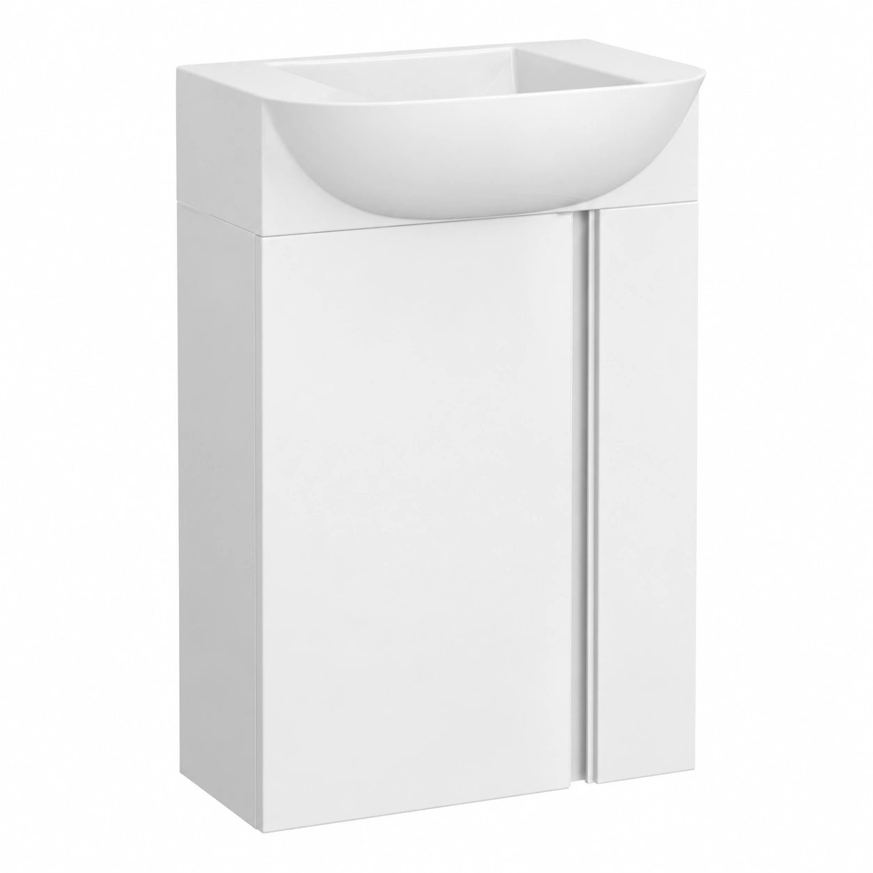 Armario de Baño Flotante Compacto Versa con Lavabo de Cerámica, Blanco Brillante, 45cm
