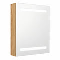 Armario de Baño con Espejo LED y Almacenamiento, Roble 50x14x60 cm