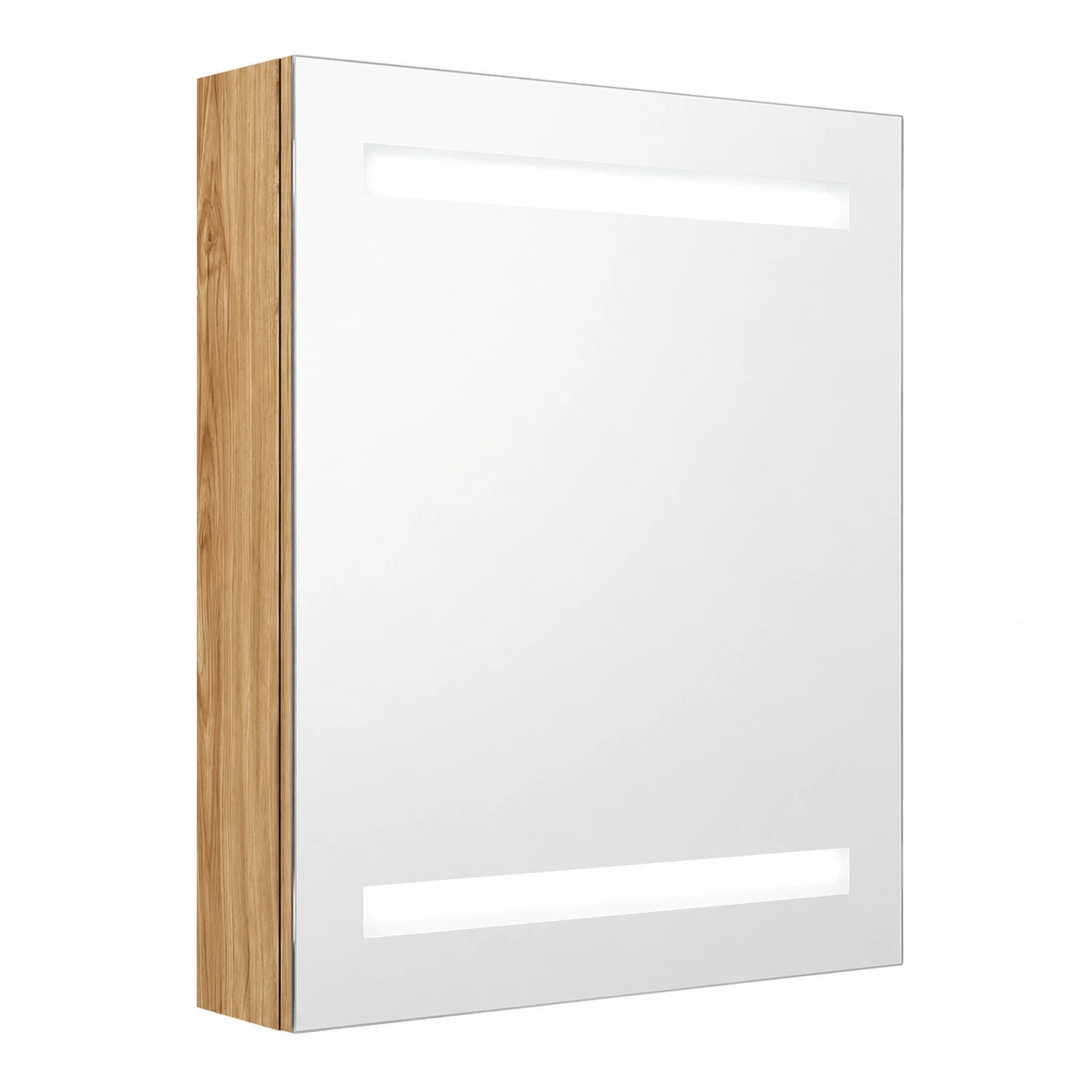 Armario de Baño con Espejo LED y Almacenamiento, Roble 50x14x60 cm
