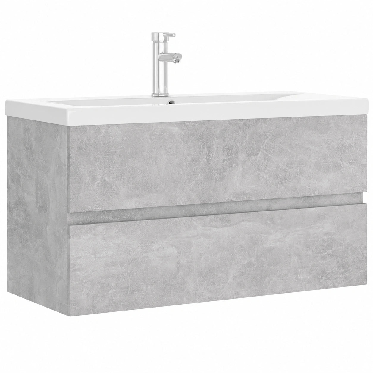 Mueble de Baño con Lavabo y Almacenaje en Gris Hormigón