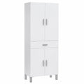 Armario de Baño Blanco Brillante con 4 Puertas y Cajón