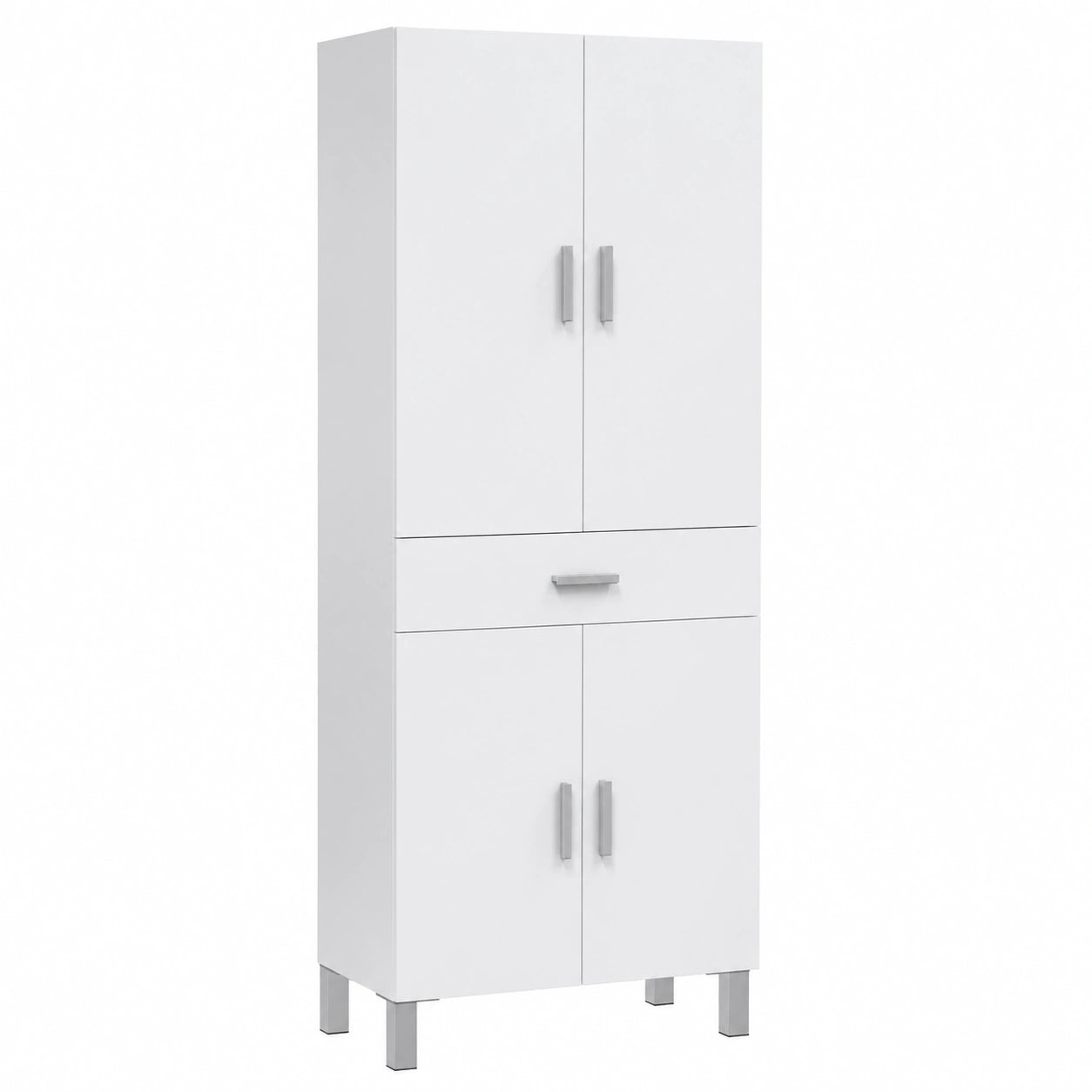 Armario de Baño Blanco Brillante con 4 Puertas y Cajón