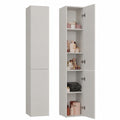 Columna Estrecha de Baño con Almacenamiento, Armario Alto para Lavandería, Estilo Cachemira Beige, Ancho 31 cm