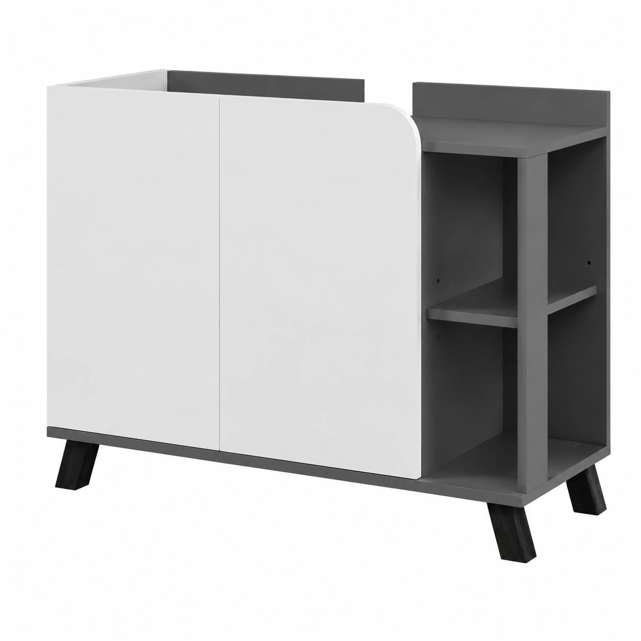 Armario bajo lavabo Vicco Karen, 80x65 cm, antracita/blanco, 2 puertas, almacenamiento eficiente