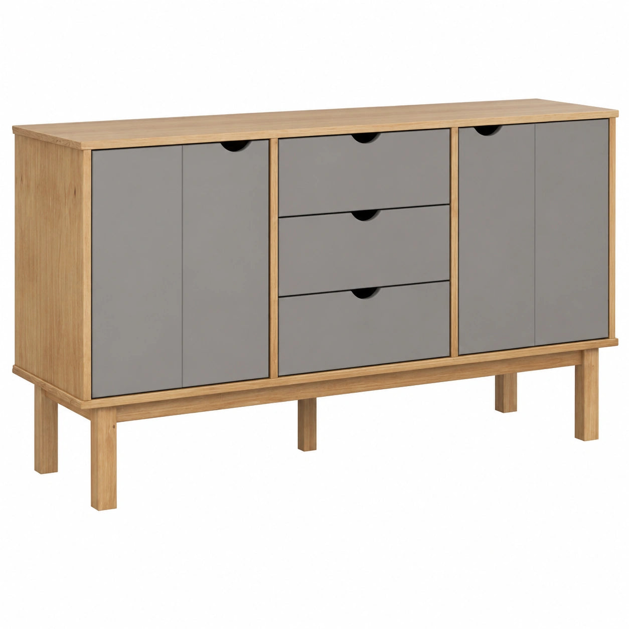Armario Auxiliar de Madera de Pino Marrón y Gris para Dormitorio y Salón