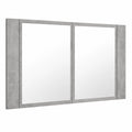 Armario de Baño con Espejo LED de Cemento Gris 80x12x45 cm