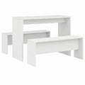 Conjunto de Mesa y Bancos de Comedor Brillantes Blancos de Madera