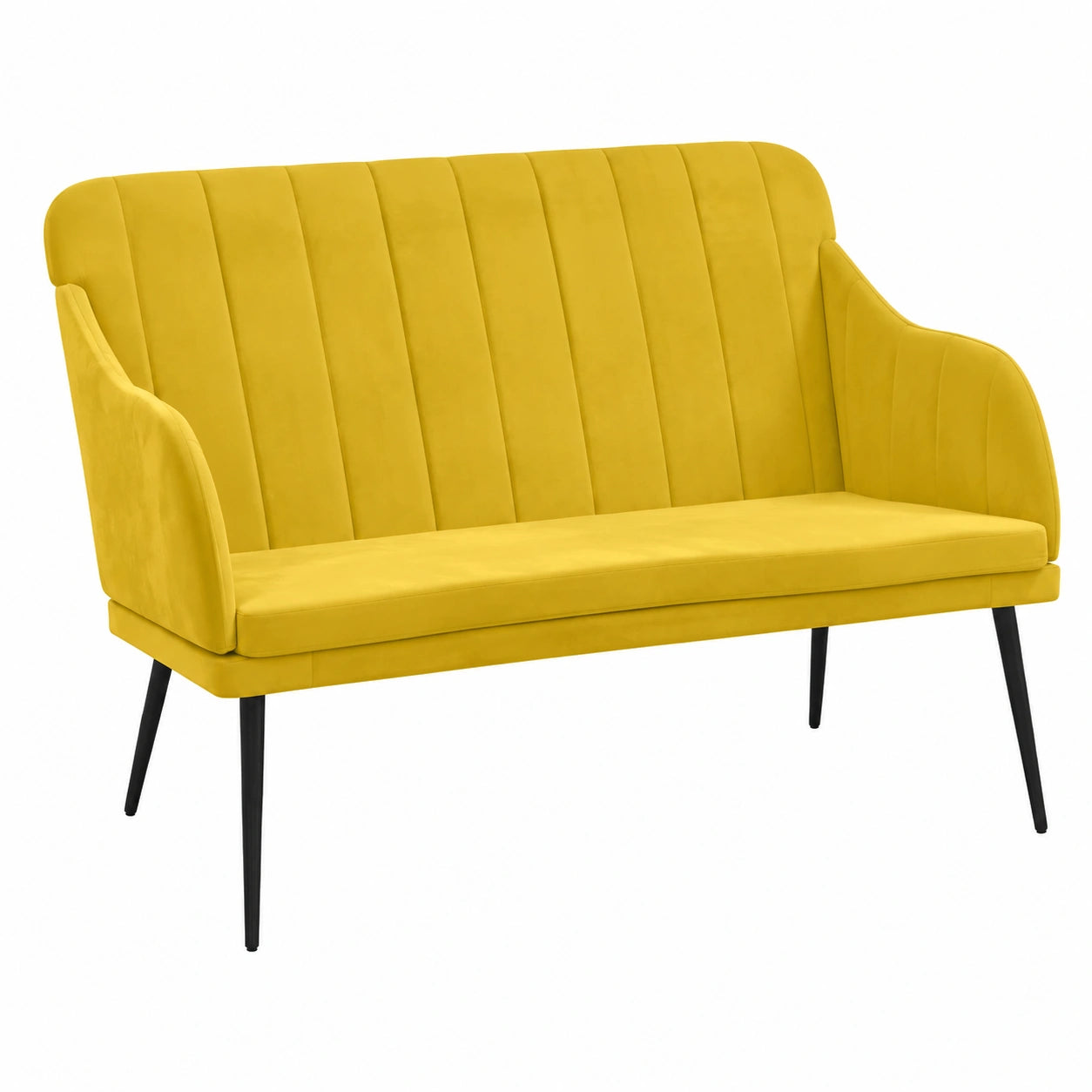 Banco de Terciopelo Amarillo para Entrada y Comedor 110x76x80 cm