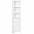Mueble Alto de Baño Blanco con Puerta y Estantes Ajustables 165 cm