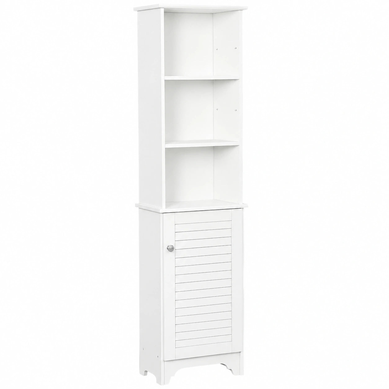 Mueble Alto de Baño Blanco con Puerta y Estantes Ajustables 165 cm