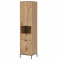 Armario de Baño Vicco Eliza de Roble Vikingo, 40x190 cm con Puerta y Cajón, Almacenamiento Ideal para el Baño