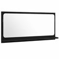 Espejo de Baño con Estante, Roble Negro, 90x10.5x37 cm, Decoración Moderna y Resistente