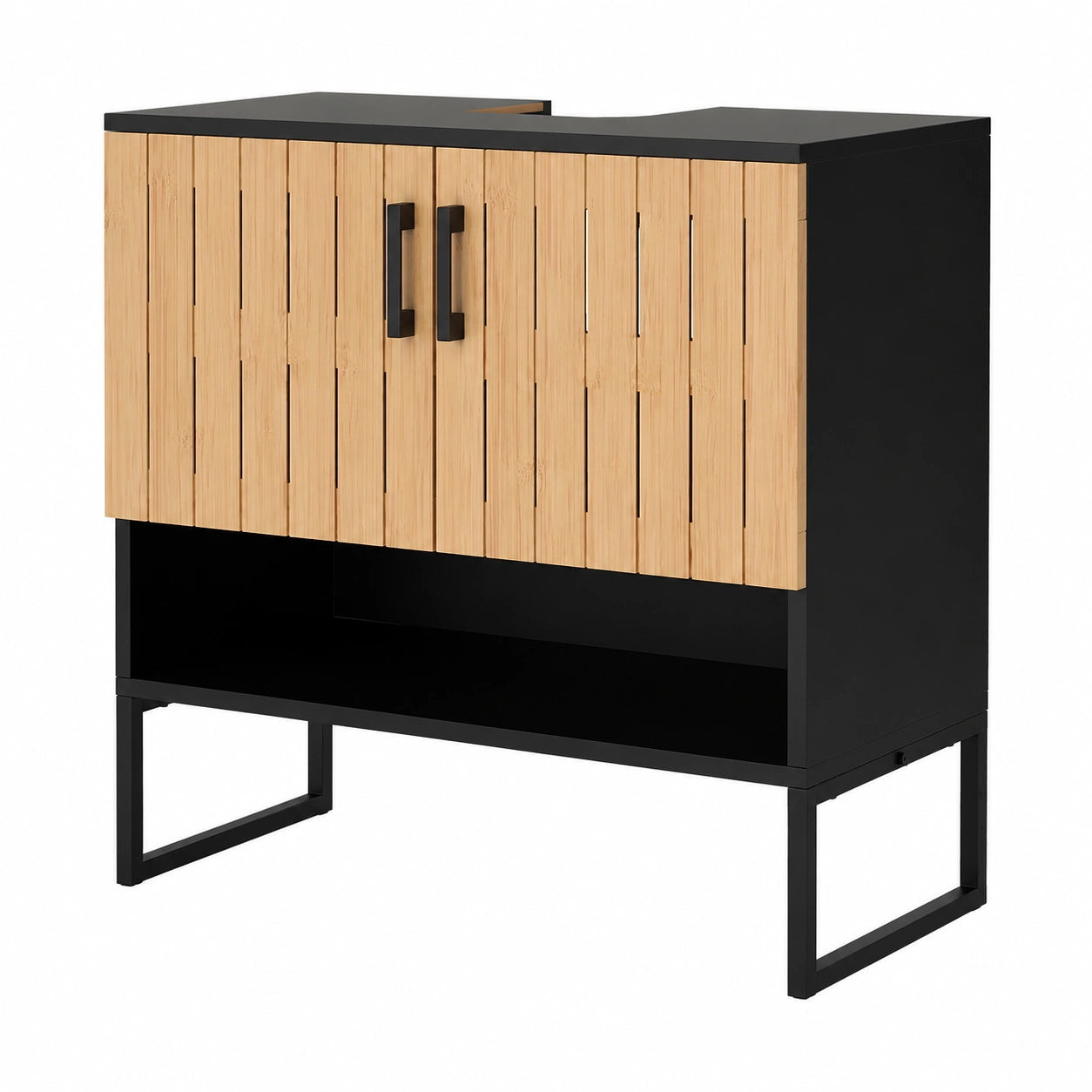 Gabinete Bajo para Lavabo de Bambú Vicco Vayra, 60x65.5 cm, Almacenamiento para Baño