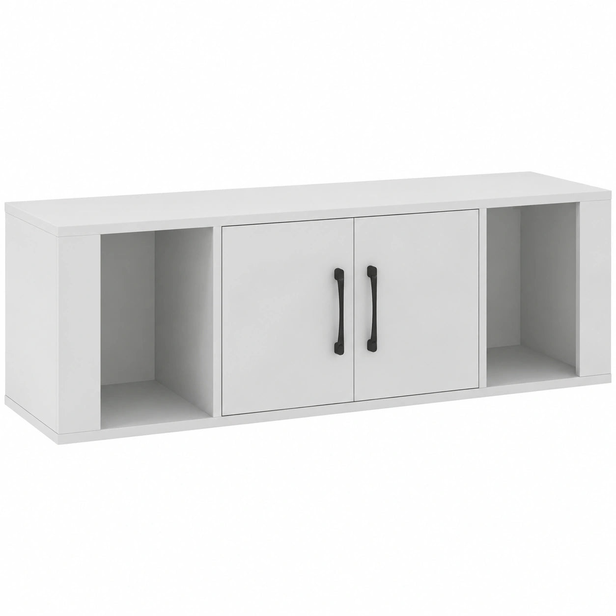 Mueble de Pared Multifuncional Blanco, 2 Puertas y 2 Compartimentos Abiertos, 108x33x30,5 cm